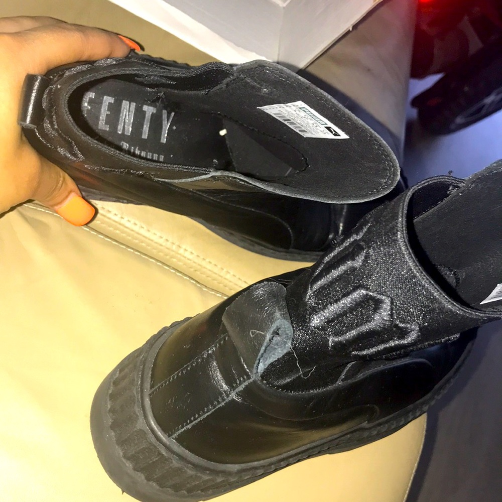 Rihanna Fenti Black Puma Hightop Boots Size 4